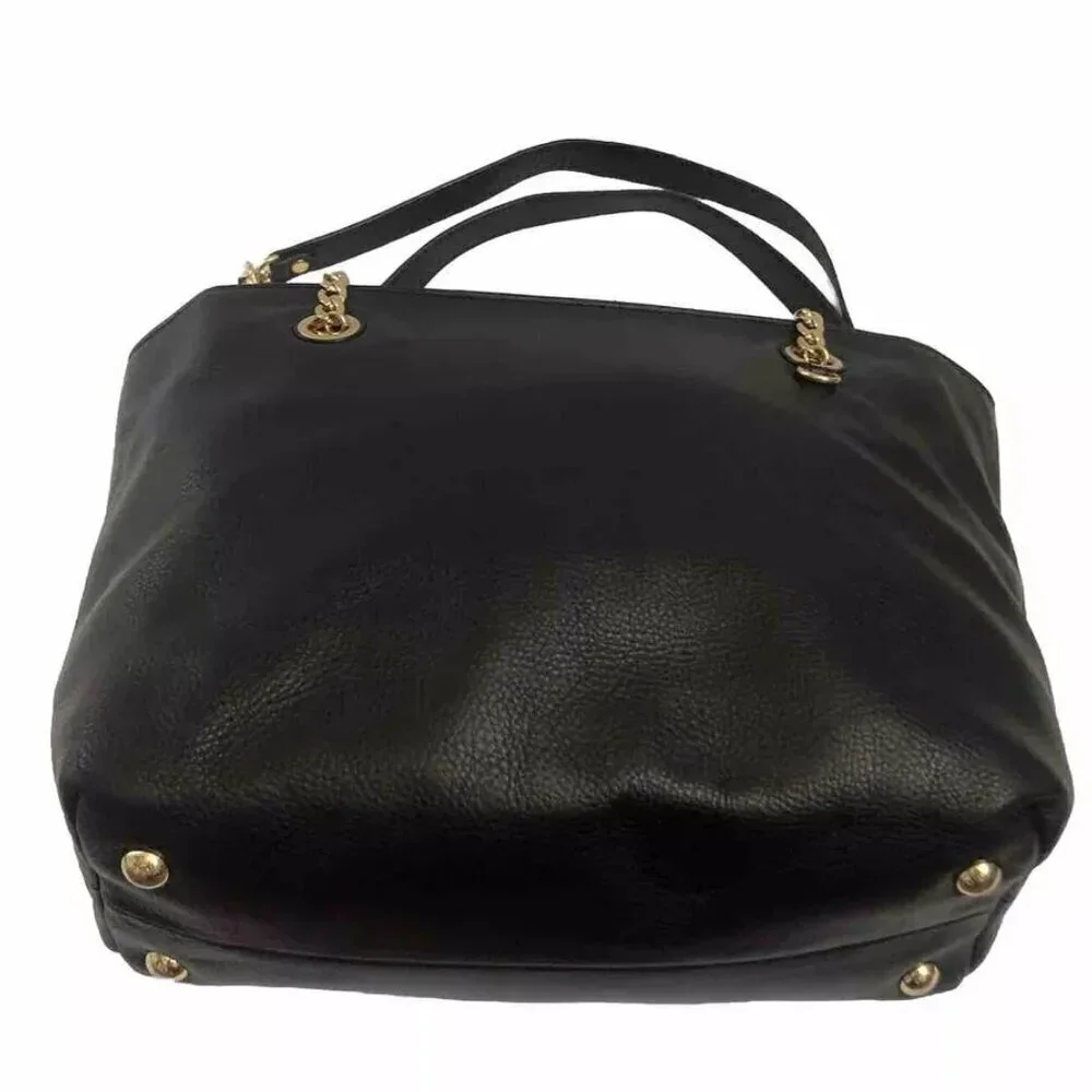 Michael Kors Handbag Leather Shoulderbag Black Purse Satchel With Gold Chain